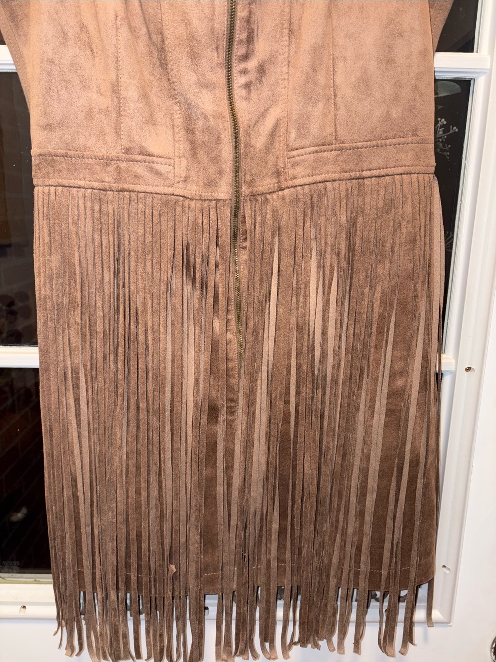 BCBGMaxAzria Taupe Fringe Suede Mini Dress - Picture 9 of 9